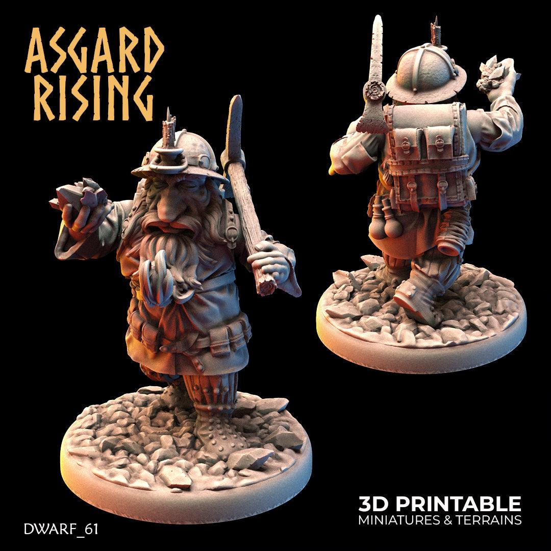 3D Printed Asgard Rising Dwarf Dwarven Miners Set 3 28mm - 32mm
