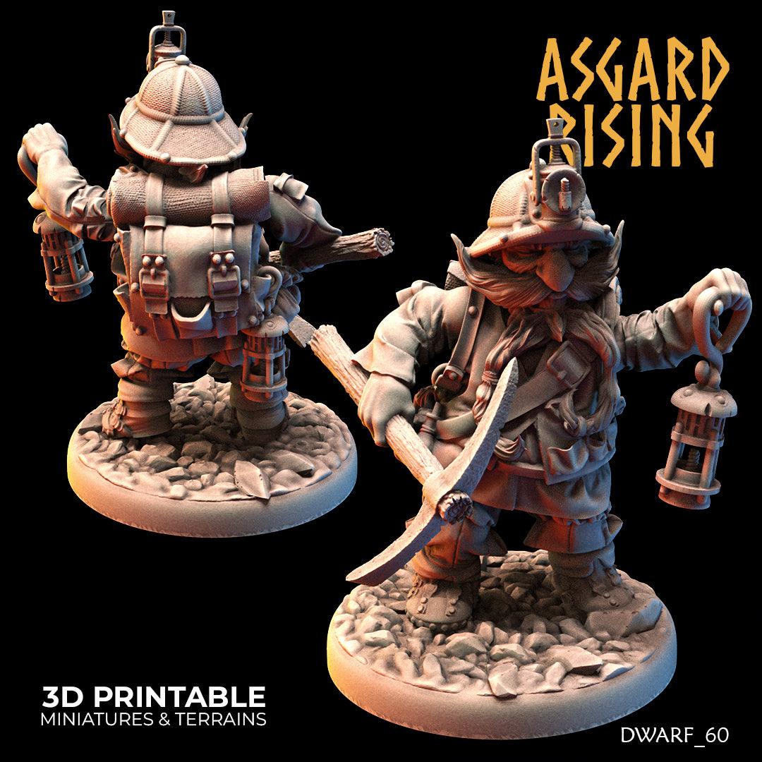3D Printed Asgard Rising Dwarf Dwarven Miners Set 3 28mm - 32mm