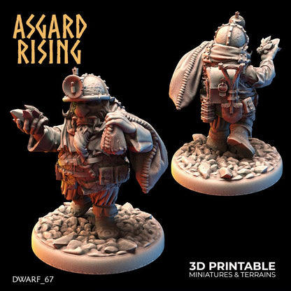 3D Printed Asgard Rising Dwarf Dwarven Miners Set 4 28mm - 32mm