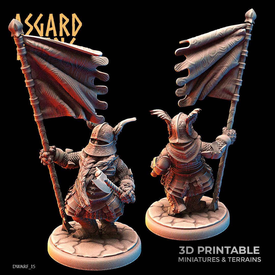 3D Printed Asgard Rising Dwarf Full Plate Shield and Banner Set 28mm - 32mm