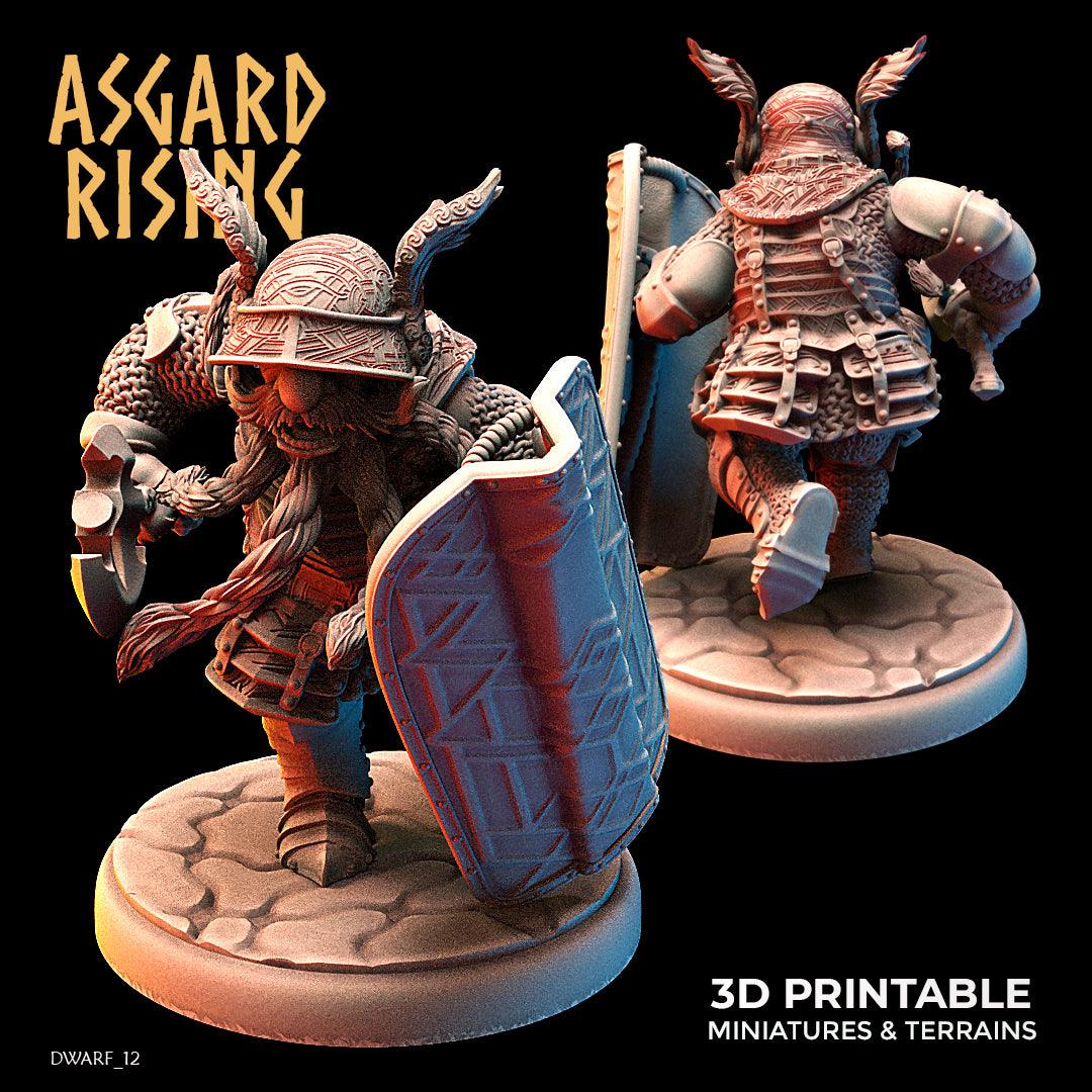3D Printed Asgard Rising Dwarf Full Plate Shield and Banner Set 28mm - 32mm