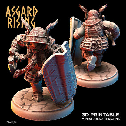 3D Printed Asgard Rising Dwarf Full Plate Shield and Banner Set 28mm - 32mm