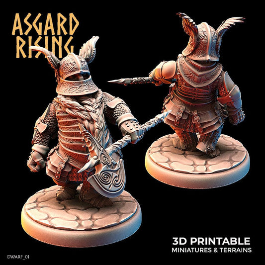 3D Printed Asgard Rising Dwarf Full Plate Warrior Warband Set 28mm - 32mm