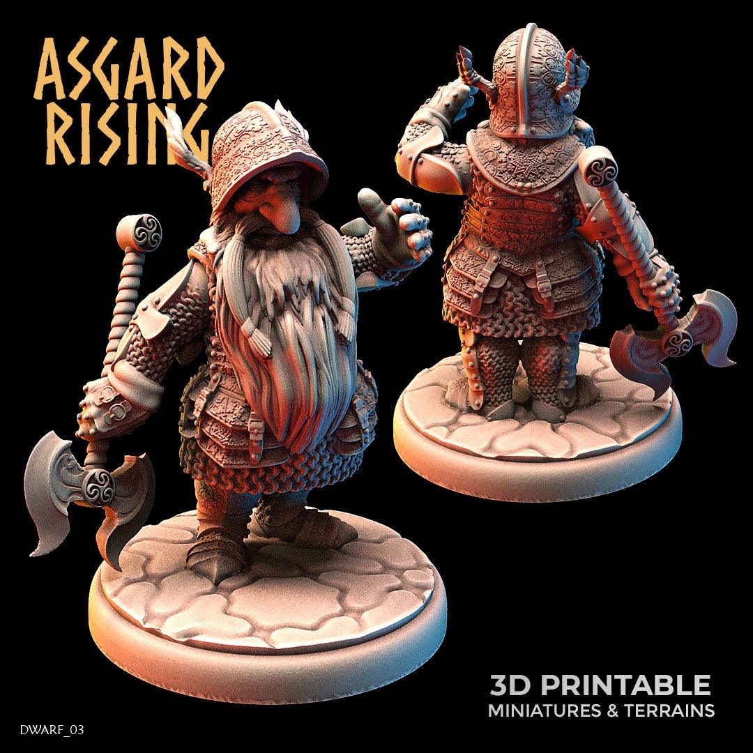 3D Printed Asgard Rising Dwarf Full Plate Warrior Warband Set 28mm - 32mm