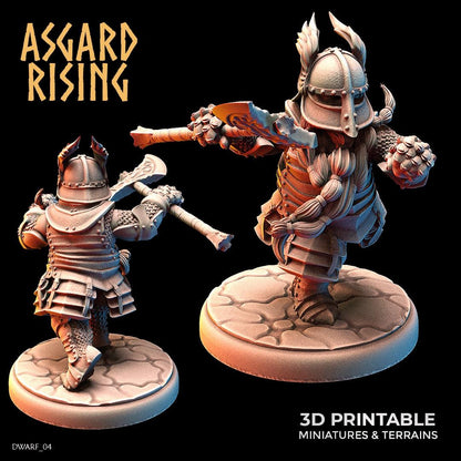 3D Printed Asgard Rising Dwarf Full Plate Warrior Warband Set 28mm - 32mm