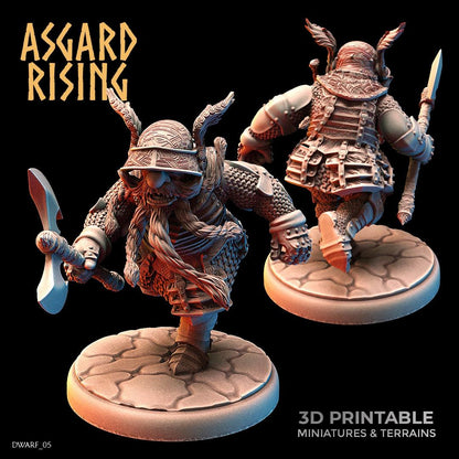 3D Printed Asgard Rising Dwarf Full Plate Warrior Warband Set 28mm - 32mm