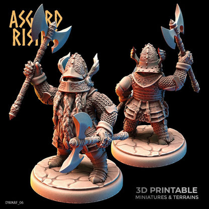 3D Printed Asgard Rising Dwarf Full Plate Warrior Warband Set 28mm - 32mm