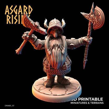 3D Printed Asgard Rising Dwarf Full Plate Warrior Warband Set 28mm - 32mm