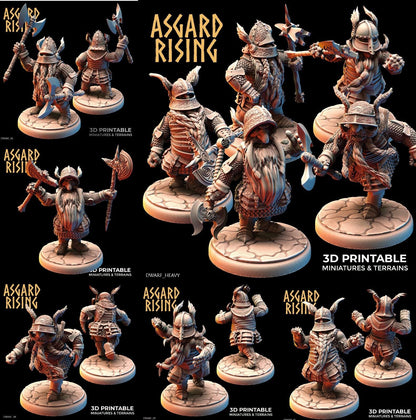 3D Printed Asgard Rising Dwarf Full Plate Warrior Warband Set 28mm - 32mm