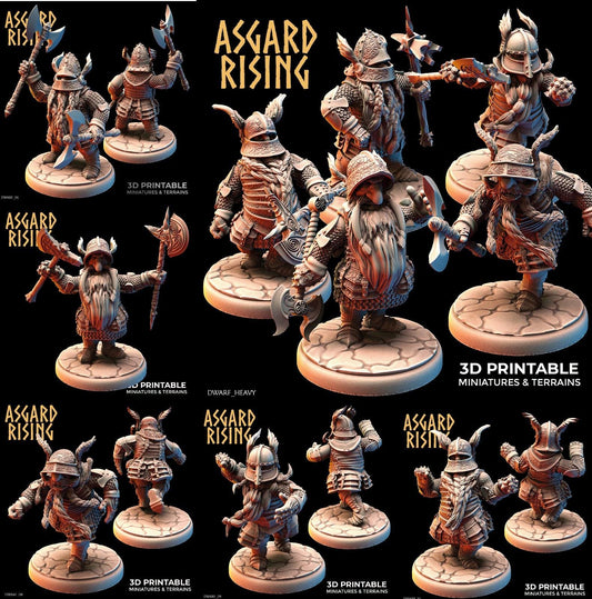 3D Printed Asgard Rising Dwarf Full Plate Warrior Warband Set 28mm - 32mm