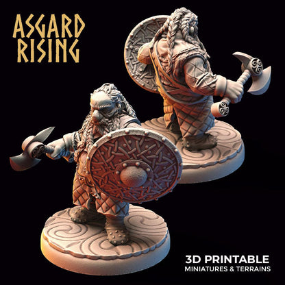 3D Printed Asgard Rising Dwarf Warrior Gambeson Modular Warband Set 28mm - 32mm