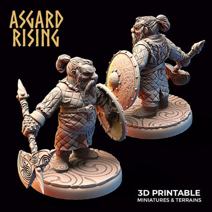 3D Printed Asgard Rising Dwarf Warrior Gambeson Modular Warband Set 28mm - 32mm