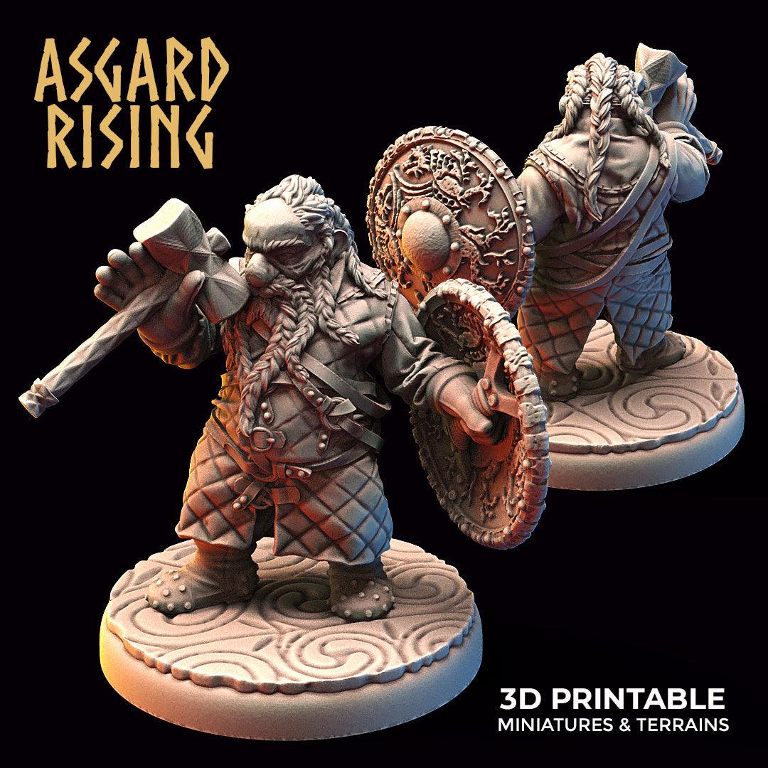 3D Printed Asgard Rising Dwarf Warrior Gambeson Modular Warband Set 28mm - 32mm