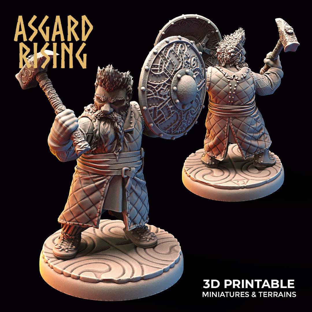 3D Printed Asgard Rising Dwarf Warrior Gambeson Modular Warband Set 28mm - 32mm