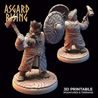 3D Printed Asgard Rising Dwarf Warrior Gambeson Modular Warband Set 28mm - 32mm