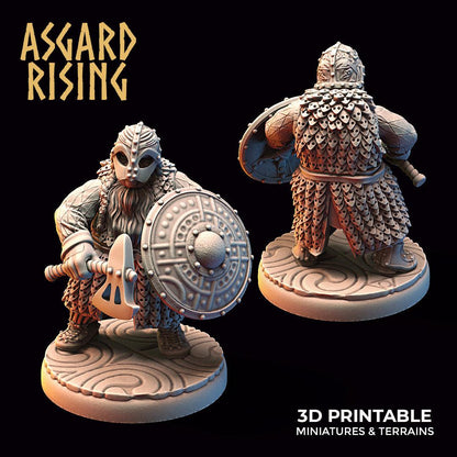 3D Printed Asgard Rising Dwarf Warrior Scale Armor Modular Warband Set 28mm - 32mm