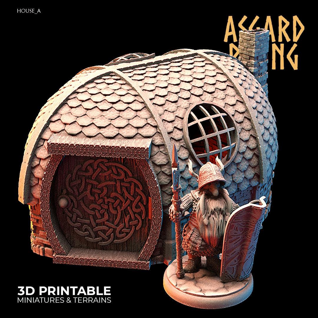 3D Printed Asgard Rising Dwarven Kingdom Houses Industrial Architecture 28mm - 32mm