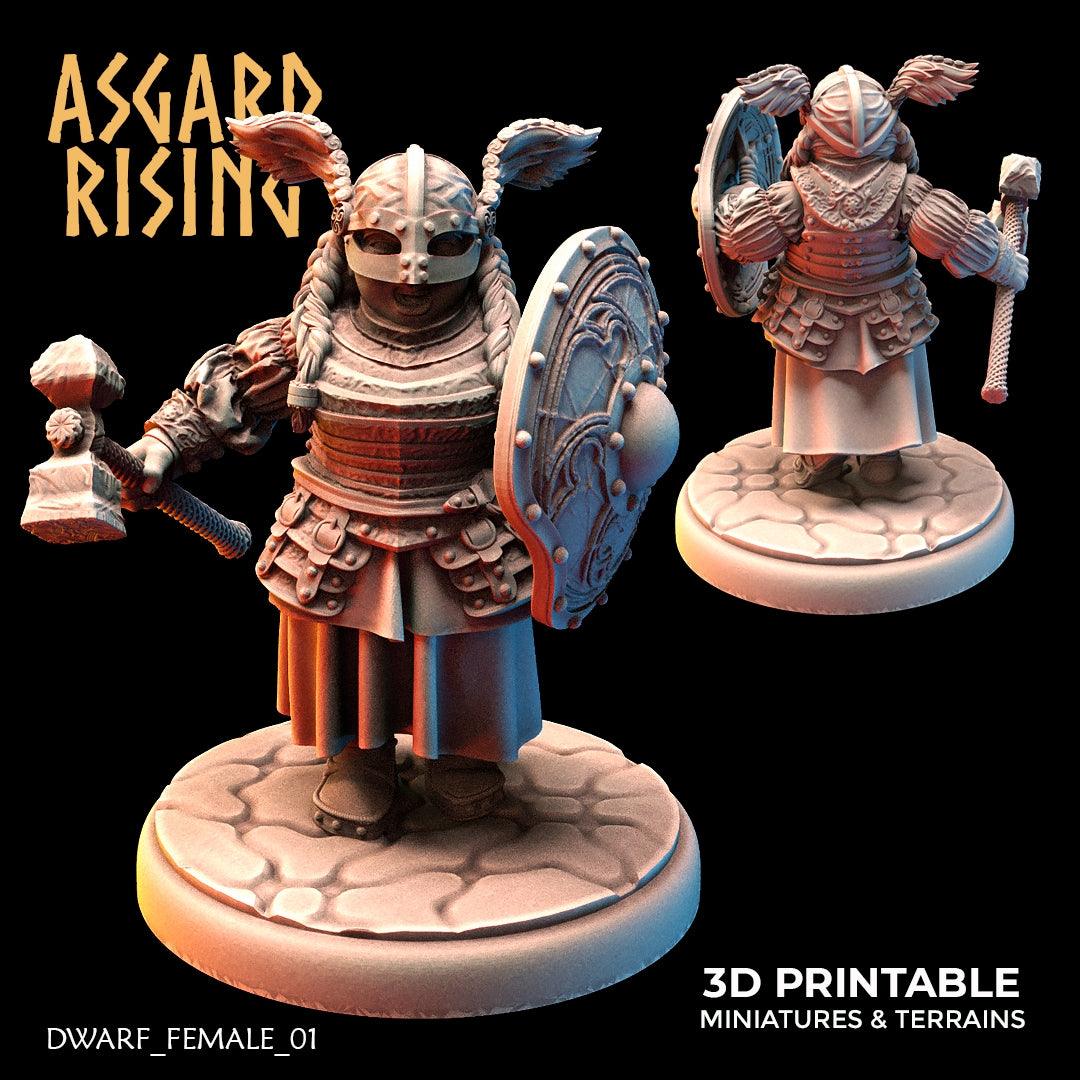 3D Printed Asgard Rising Dwarven Shield-Maidens Set 28mm - 32mm