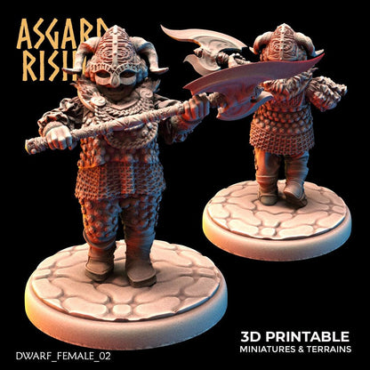3D Printed Asgard Rising Dwarven Shield-Maidens Set 28mm - 32mm
