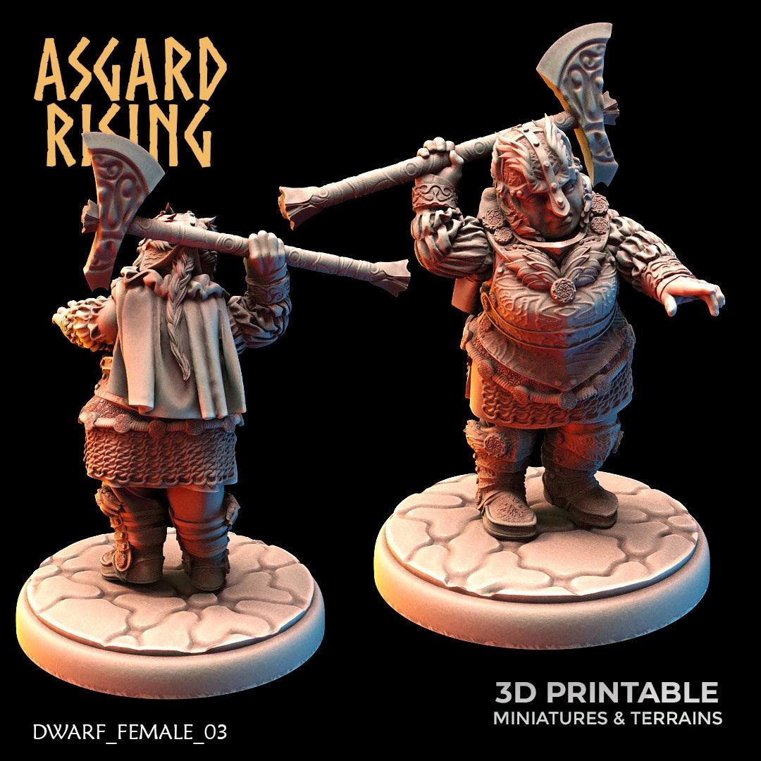 3D Printed Asgard Rising Dwarven Shield-Maidens Set 28mm - 32mm