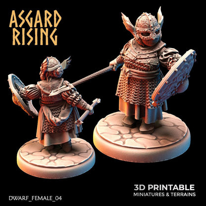 3D Printed Asgard Rising Dwarven Shield-Maidens Set 28mm - 32mm