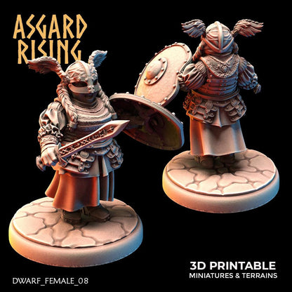 3D Printed Asgard Rising Dwarven Shield-Maidens Set 28mm - 32mm