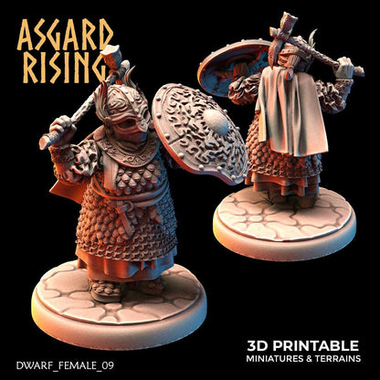 3D Printed Asgard Rising Dwarven Shield-Maidens Set 28mm - 32mm
