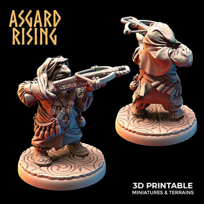 3D Printed Asgard Rising Dwarves Hooded Rangers Ranged Weapons Set 28mm - 32mm