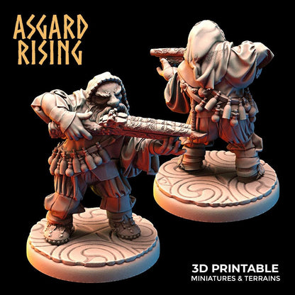 3D Printed Asgard Rising Dwarves Hooded Rangers Ranged Weapons Set 28mm - 32mm