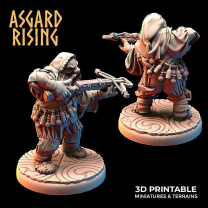 3D Printed Asgard Rising Dwarves Hooded Rangers Ranged Weapons Set 28mm - 32mm