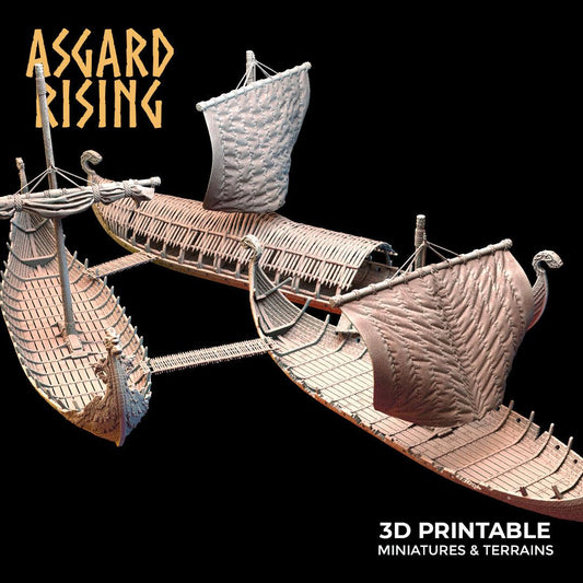 3D Printed Asgard Rising Expedition Drakkars Ship 28 32 mm Wargaming DnD