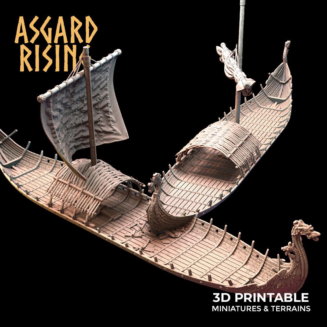 3D Printed Asgard Rising Expedition Drakkars Ship 28 32 mm Wargaming DnD