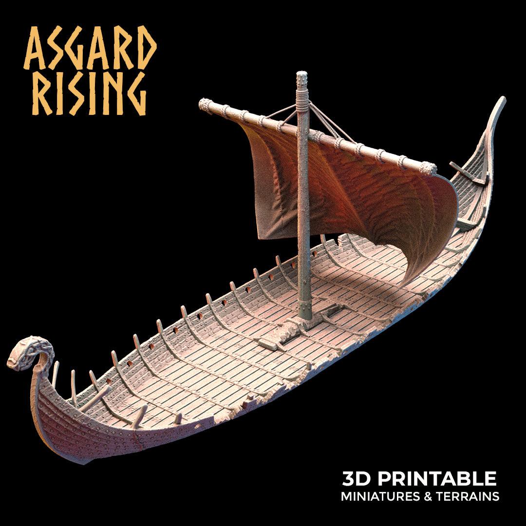 3D Printed Asgard Rising Expedition Drakkars Ship 28 32 mm Wargaming DnD