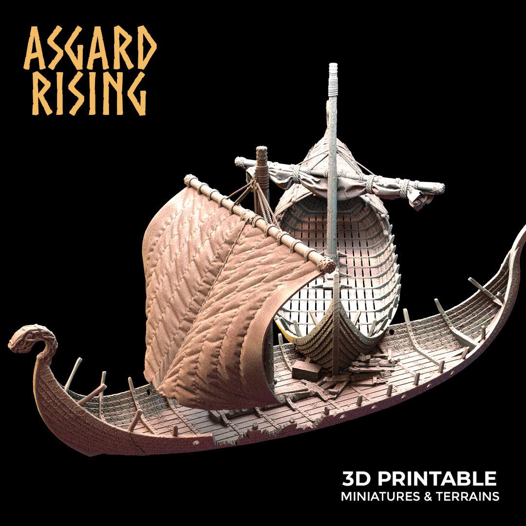 3D Printed Asgard Rising Expedition Drakkars Ship 28 32 mm Wargaming DnD