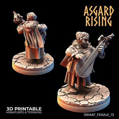 3D Printed Asgard Rising Female Dwarven Townsfolk Modular Set 28mm - 32mm