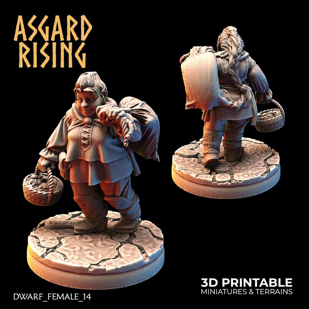 3D Printed Asgard Rising Female Dwarven Townsfolk Modular Set 28mm - 32mm