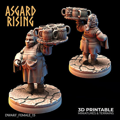 3D Printed Asgard Rising Female Dwarven Townsfolk Modular Set 28mm - 32mm