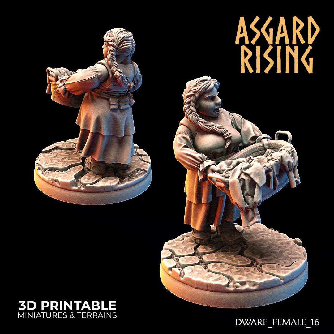 3D Printed Asgard Rising Female Dwarven Townsfolk Modular Set 28mm - 32mm