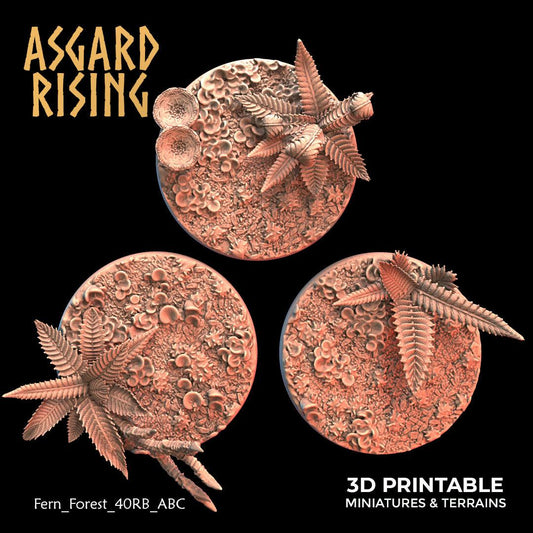 3D Printed Asgard Rising Fern Forest - 3x 40mm Round Base Wargaming DnD