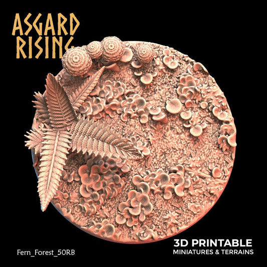 3D Printed Asgard Rising Fern Forest - 50mm Round Base  Wargaming DnD