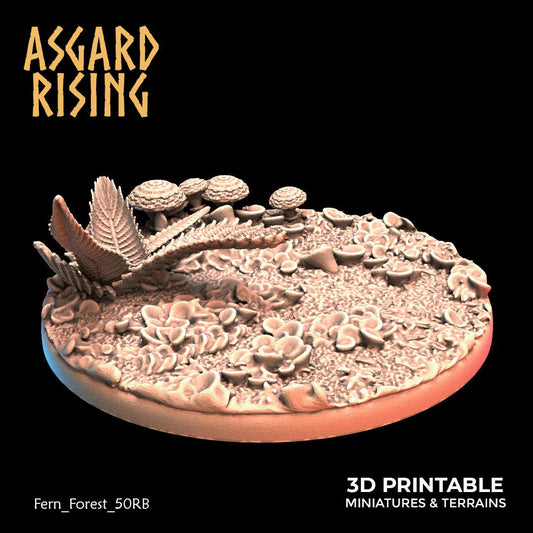 3D Printed Asgard Rising Fern Forest - 50mm Round Base  Wargaming DnD