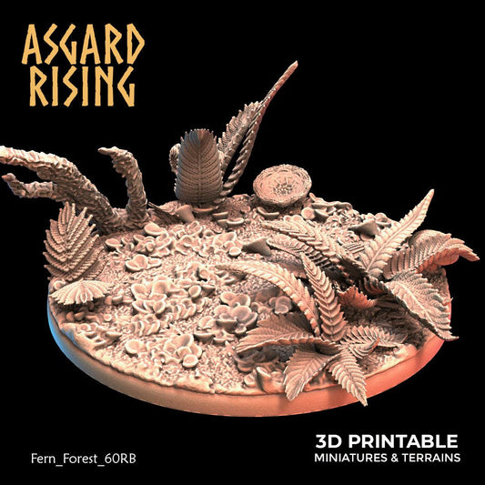 3D Printed Asgard Rising Fern Forest - 60mm Round Base Wargaming DnD