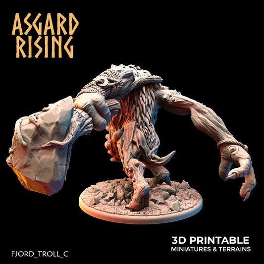 3D Printed Asgard Rising Fjord Troll 28 32 mm Wargaming DnD