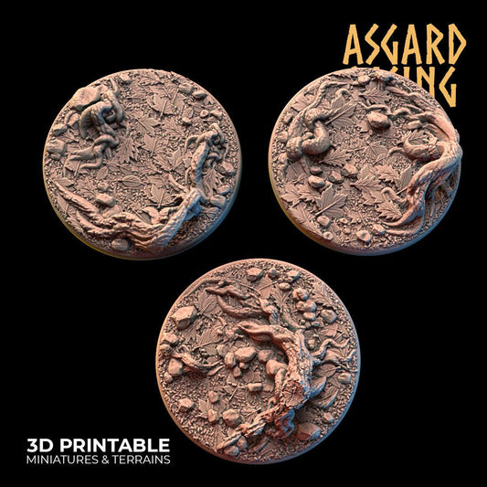 3D Printed Asgard Rising Forest Litter - 3 x 40mm Round Base Set 2 Wargaming DnD