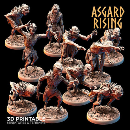 3D Printed Asgard Rising Ghouls Undead Set Round or Square Base 28mm - 32mm