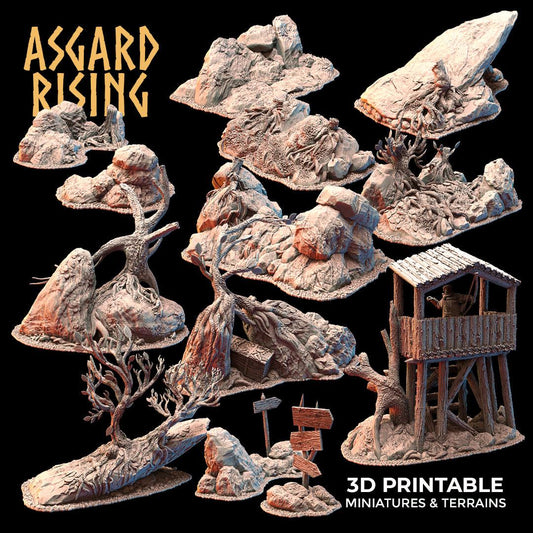 3D Printed Asgard Rising Highland Trail Terrain Set 28 32 mm Wargaming DnD