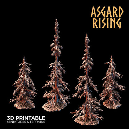 3D Printed Asgard Rising Infected Conifers Spruce Modular Forest Set 28mm 32mm D&D