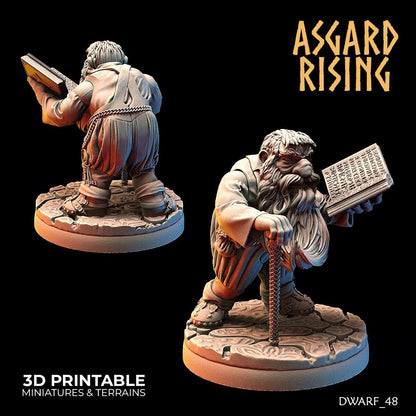 3D Printed Asgard Rising Male Dwarven Townsfolk Modular Set 28mm - 32mm