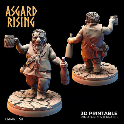 3D Printed Asgard Rising Male Dwarven Townsfolk Modular Set 28mm - 32mm