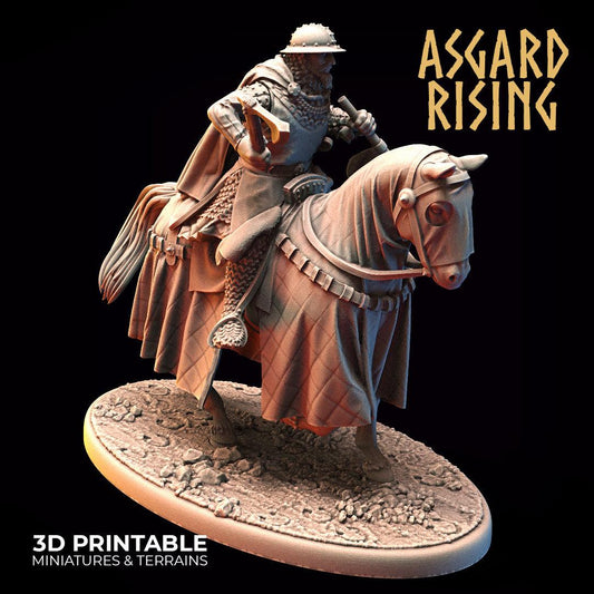 3D Printed Asgard Rising Medieval Heavy Calvary Trumpeter 32mm Ragnarok D&D